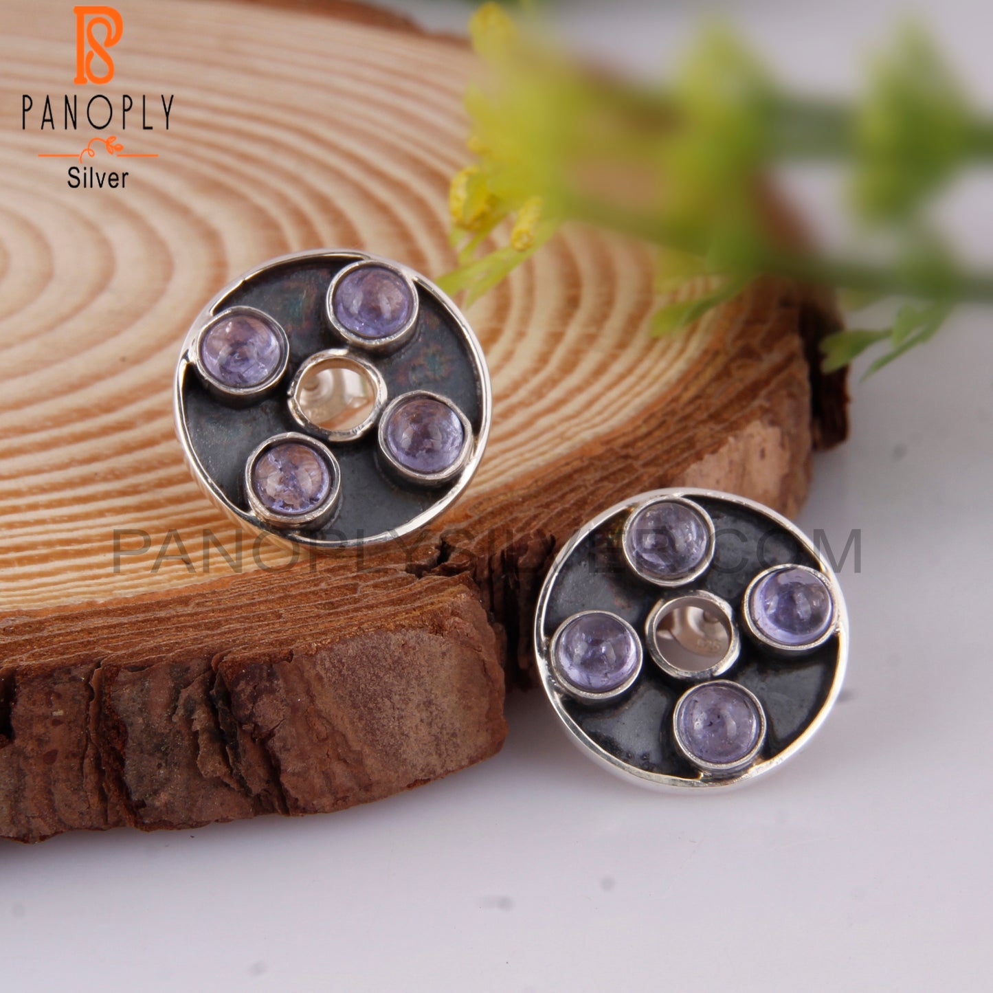 Tanzanite Round Shape 925 Sterling Silver Anniversary Earrings
