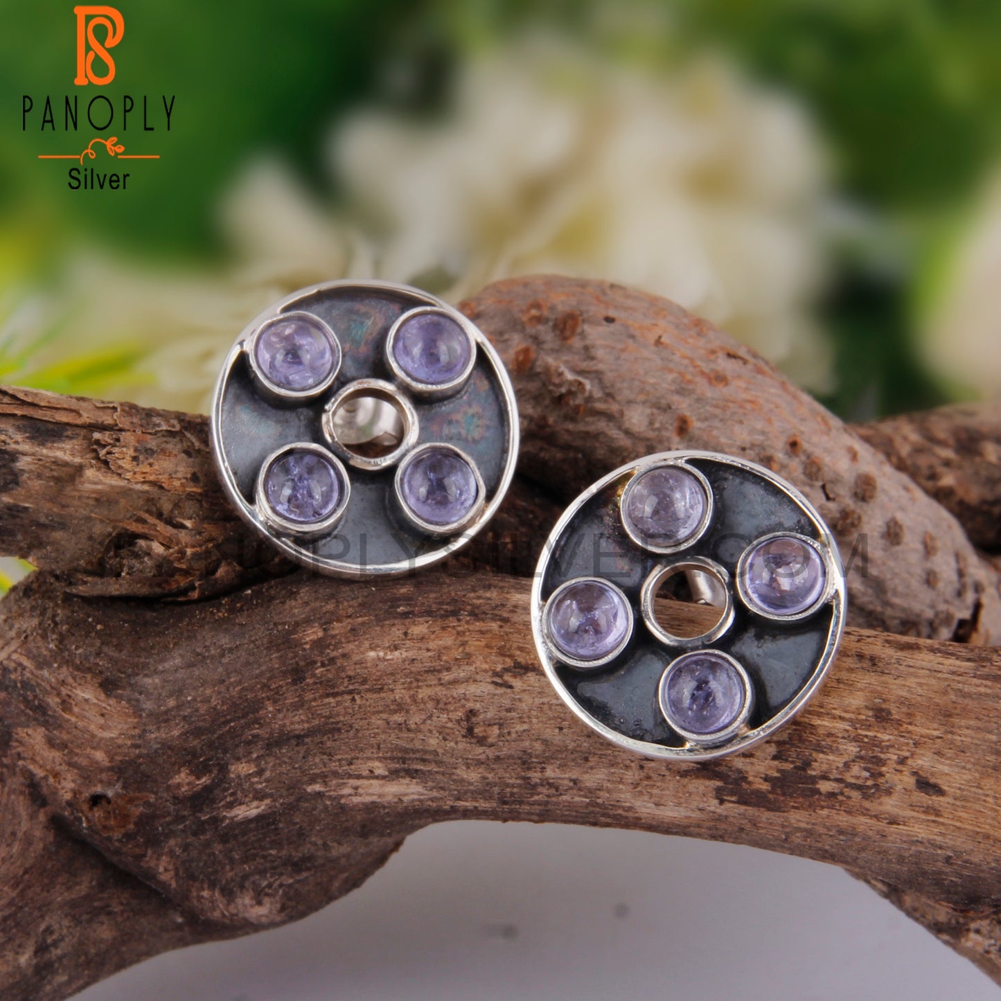 Tanzanite Round Shape 925 Sterling Silver Anniversary Earrings