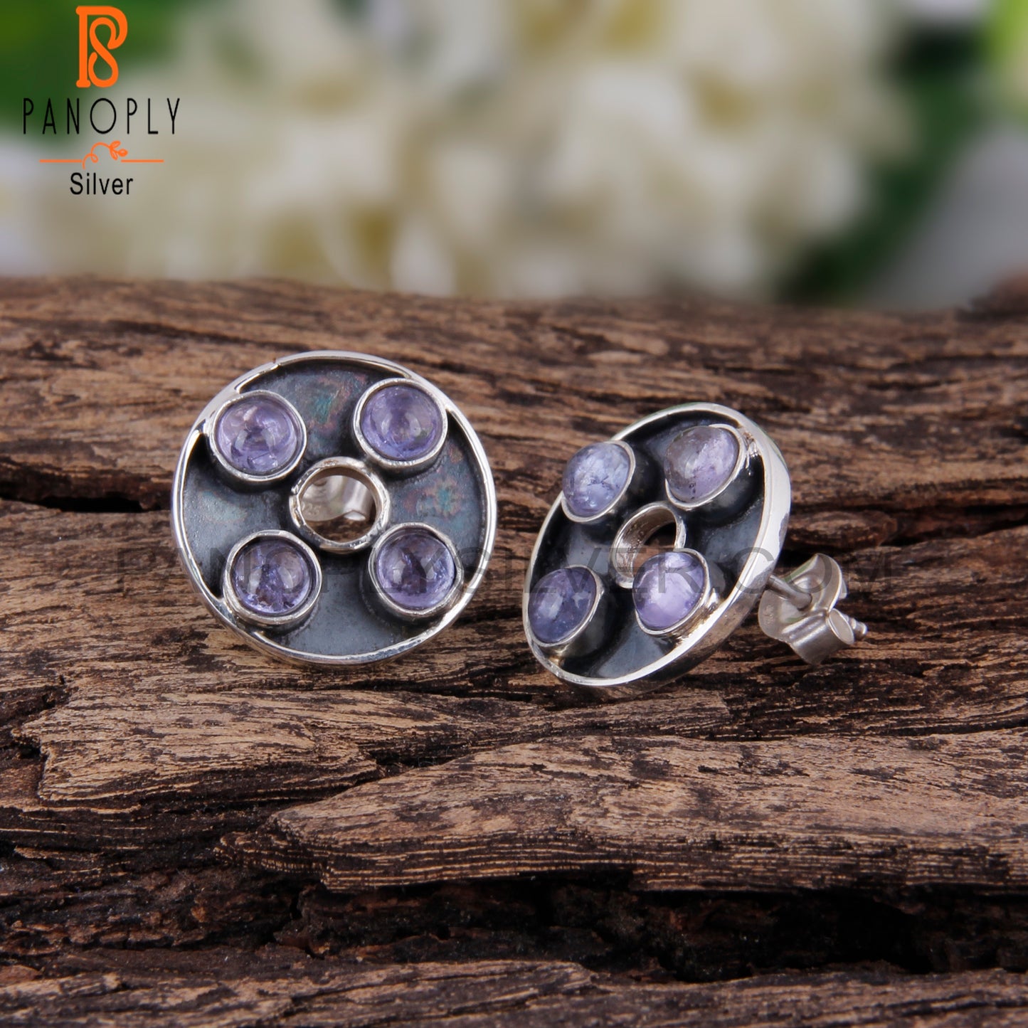 Tanzanite Round Shape 925 Sterling Silver Anniversary Earrings