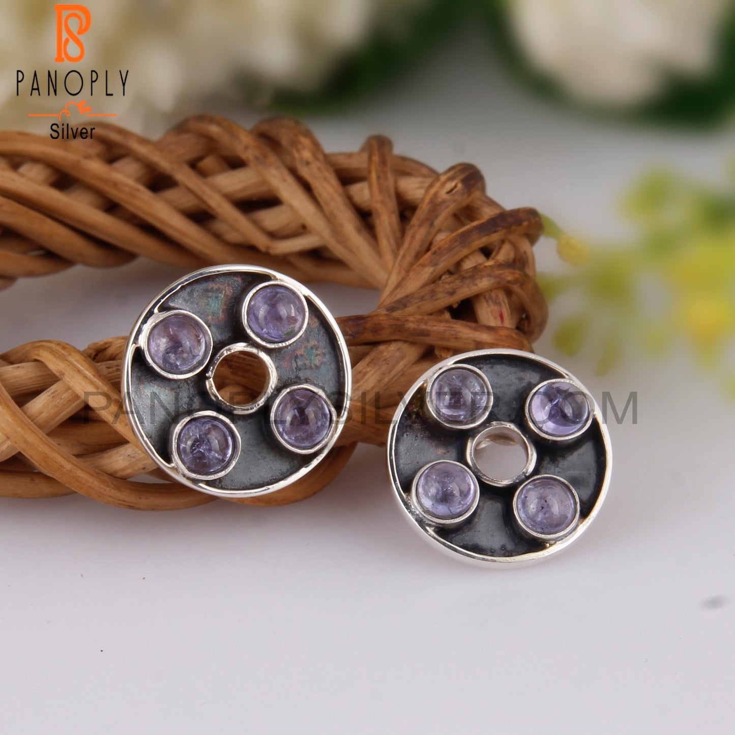 Tanzanite Round Shape 925 Sterling Silver Anniversary Earrings