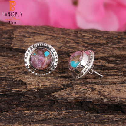 Mojave Copper Purple Oyster Turquoise 925 Stud Earrings