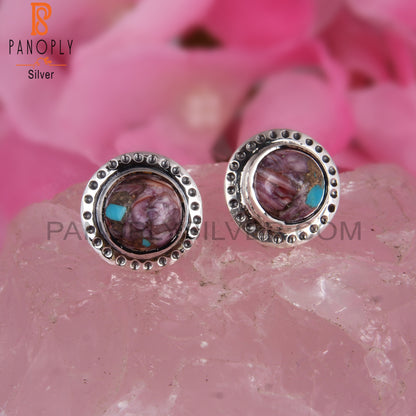 Mojave Copper Purple Oyster Turquoise 925 Stud Earrings