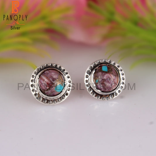 Mojave Copper Purple Oyster Turquoise 925 Stud Earrings