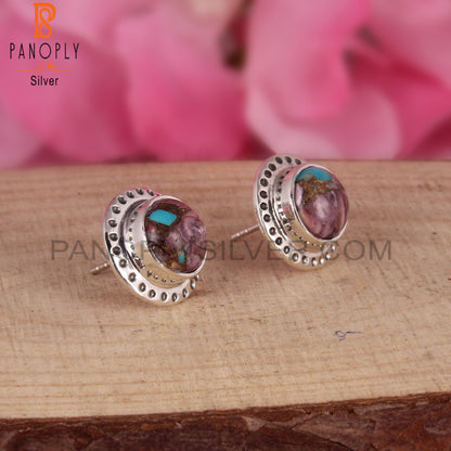 Mojave Copper Purple Oyster Turquoise 925 Stud Earrings