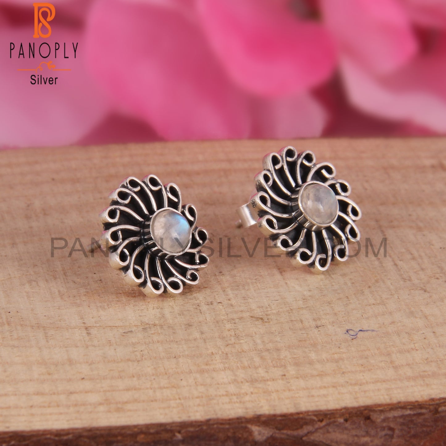 Rainbow Moonstone 925 Silver Earrings For Girls