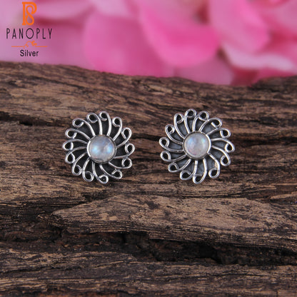Rainbow Moonstone 925 Silver Earrings For Girls