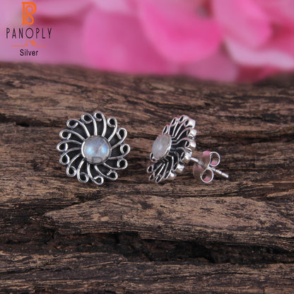 Rainbow Moonstone 925 Silver Earrings For Girls