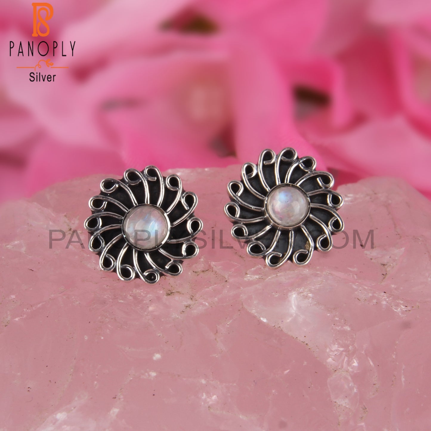 Rainbow Moonstone 925 Silver Earrings For Girls