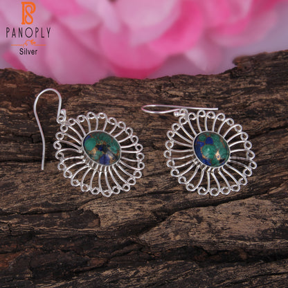 Mojave Copper Azurite Malachite Oval 925 Silver Earrings
