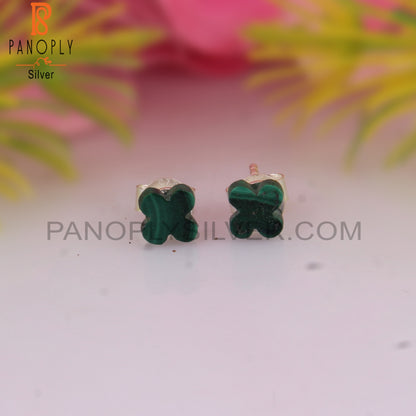 Malachite Flower Shape 925 Sterling Silver Earrings