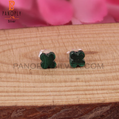 Malachite Flower Shape 925 Sterling Silver Earrings
