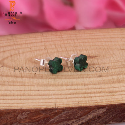Malachite Flower Shape 925 Sterling Silver Earrings