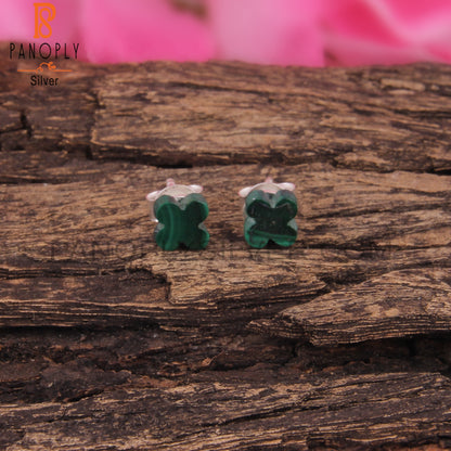 Malachite Flower Shape 925 Sterling Silver Earrings