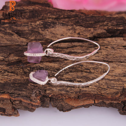 White Topaz & Amethyst 925 Sterling Silver Drop Earrings