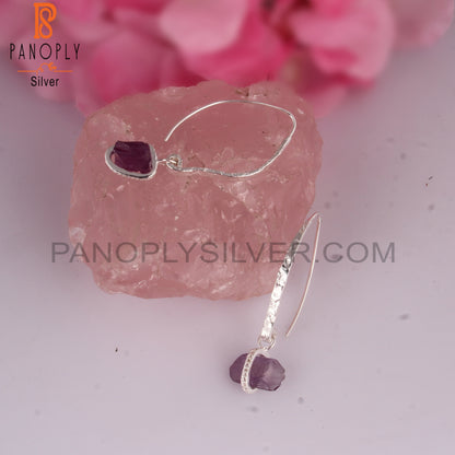 White Topaz & Amethyst 925 Sterling Silver Drop Earrings