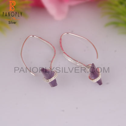 White Topaz & Amethyst 925 Sterling Silver Drop Earrings