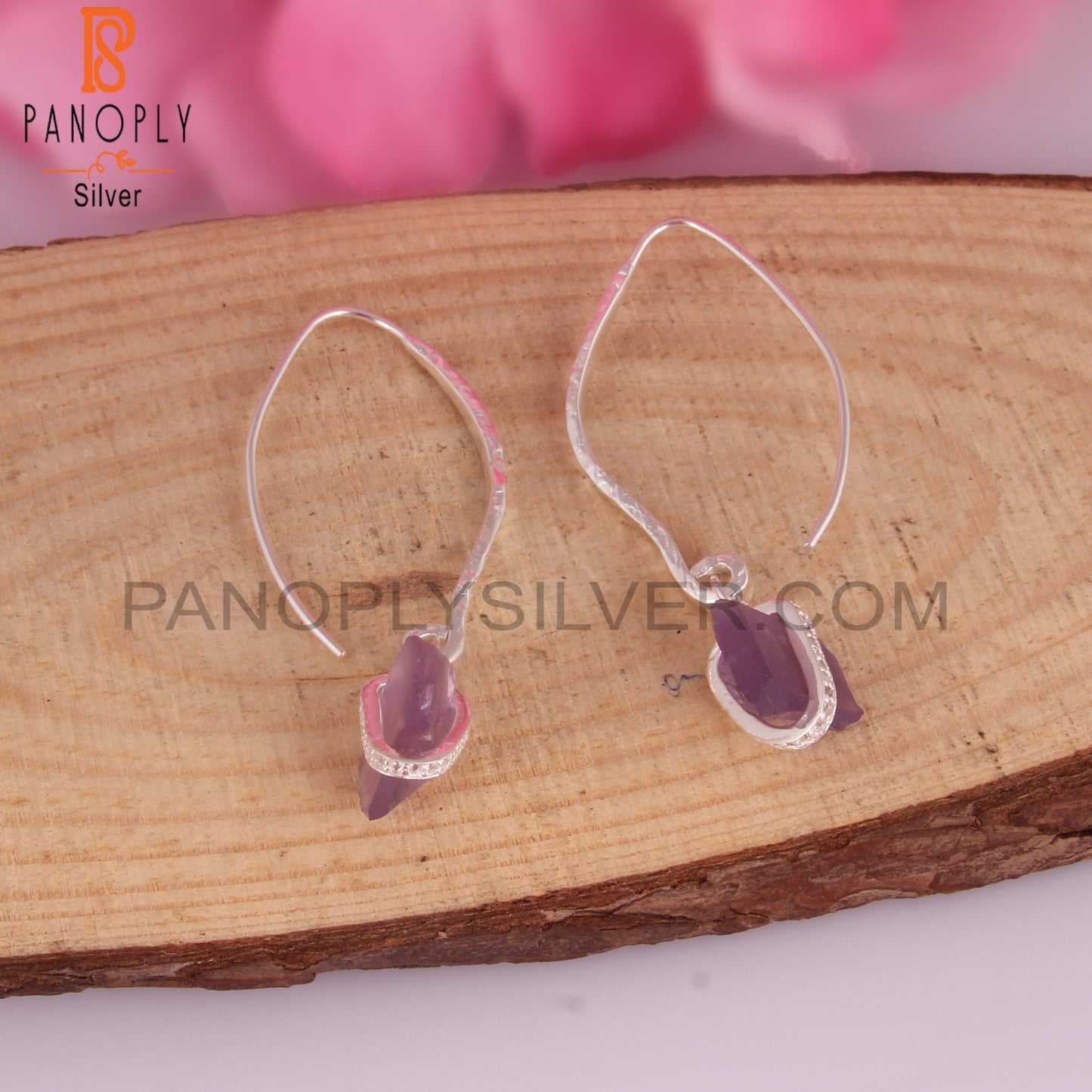 White Topaz & Amethyst 925 Sterling Silver Drop Earrings
