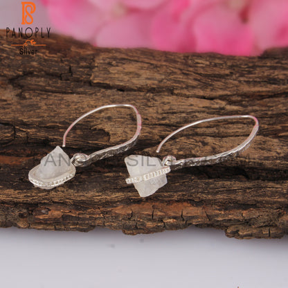 White Topaz & Rainbow Moonstone 925 Silver Drop Earrings