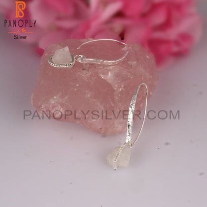 White Topaz & Rainbow Moonstone 925 Silver Drop Earrings