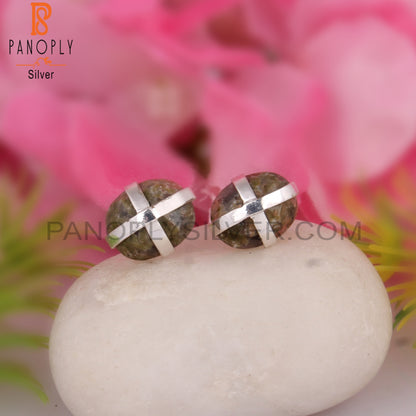 Unakite Oval Shape 925 Sterling Silver Earrings