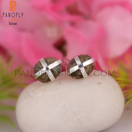 Unakite Oval Shape 925 Sterling Silver Earrings