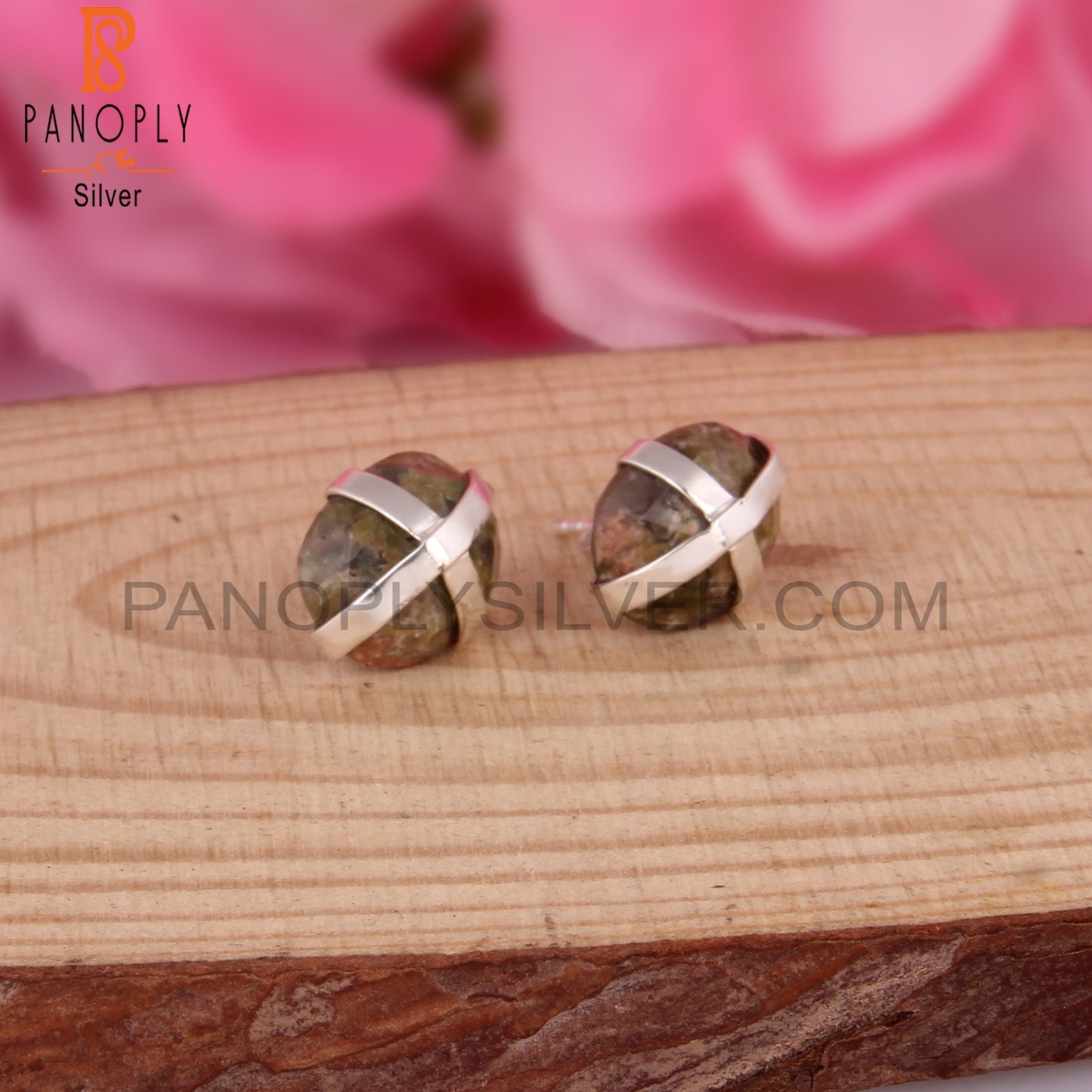 Unakite Oval Shape 925 Sterling Silver Earrings