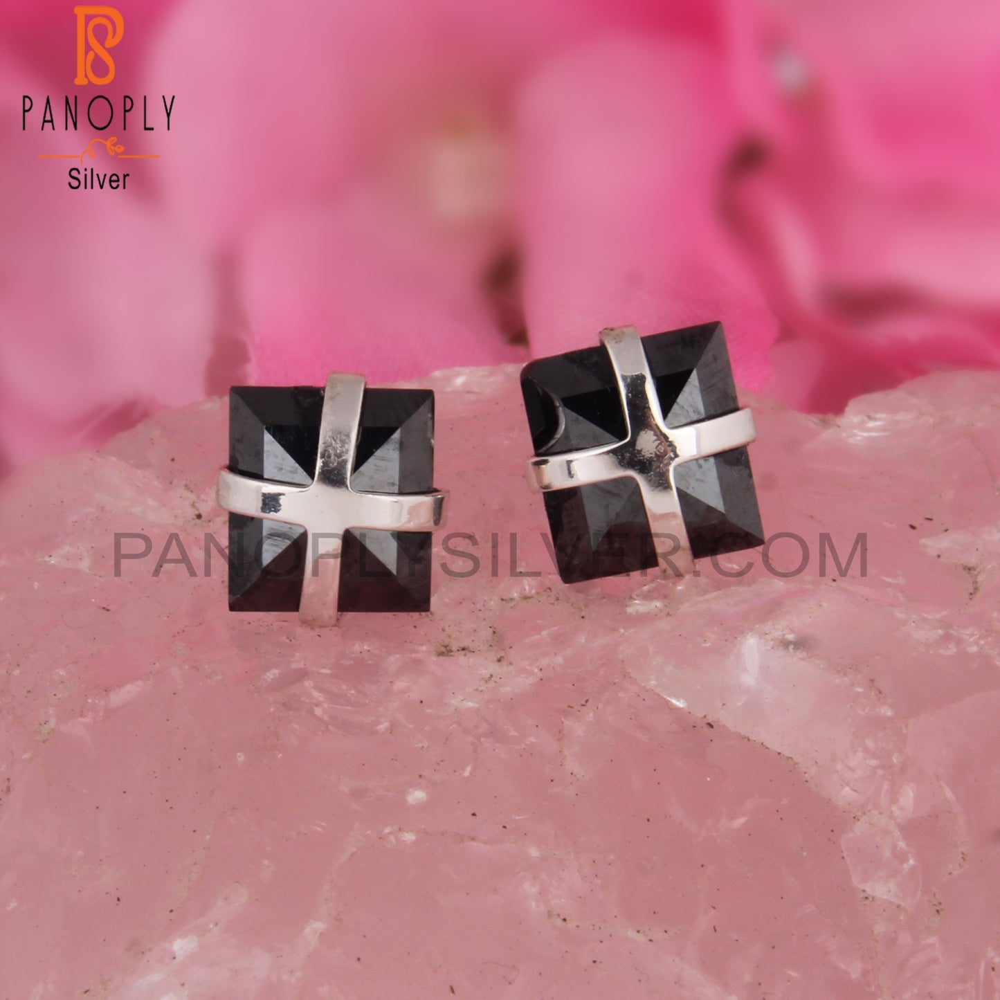 Hematite Square Shape 925 Sterling Silver Studs Earrings