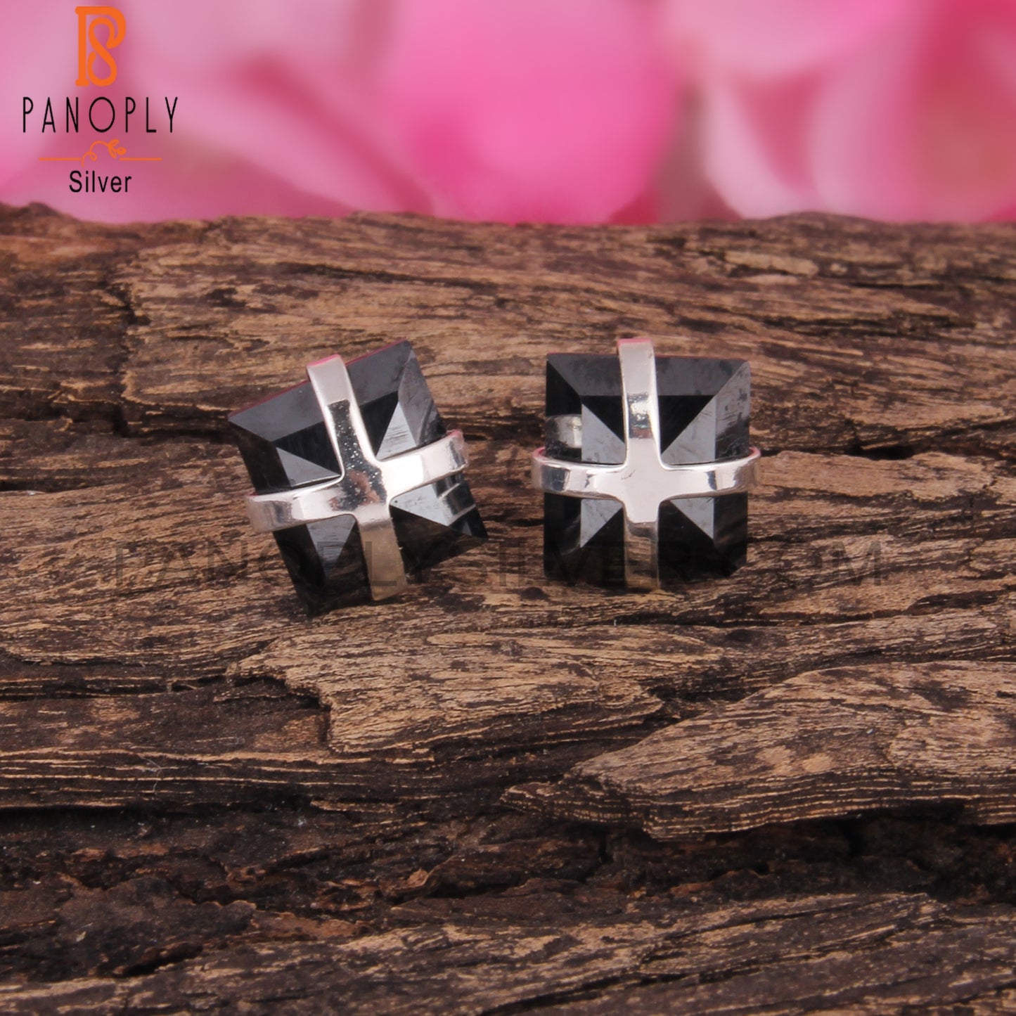 Hematite Square Shape 925 Sterling Silver Studs Earrings