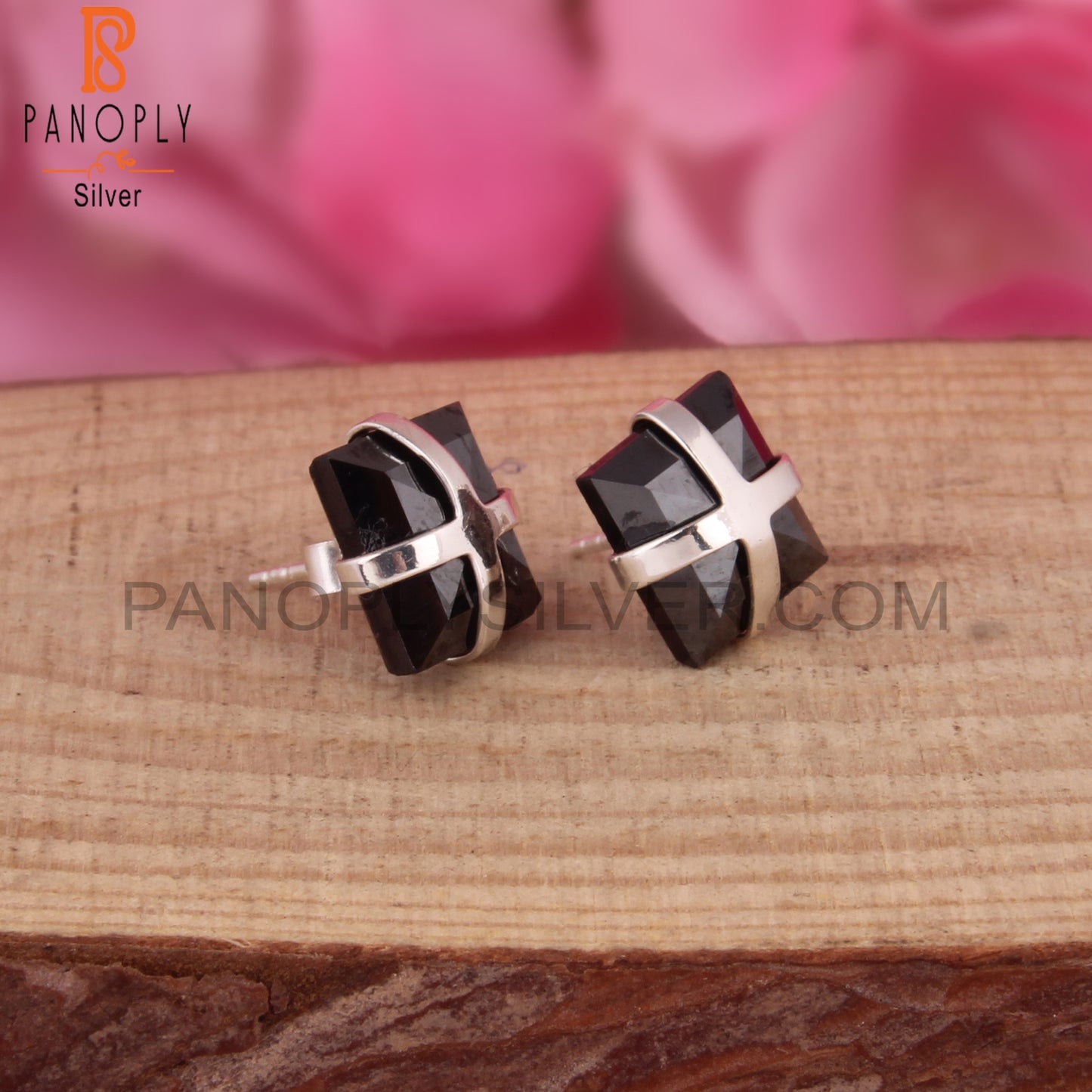 Hematite Square Shape 925 Sterling Silver Studs Earrings