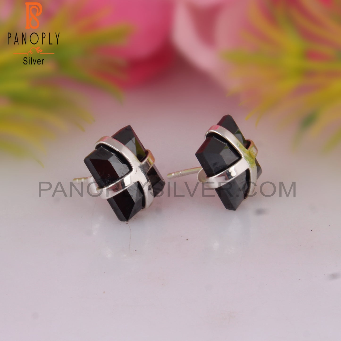 Hematite Square Shape 925 Sterling Silver Studs Earrings