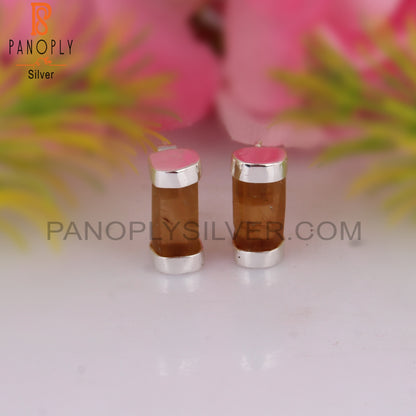 Citrine Pencil Shape 925 Sterling Silver Earrings