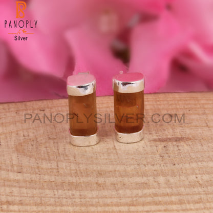 Citrine Pencil Shape 925 Sterling Silver Earrings