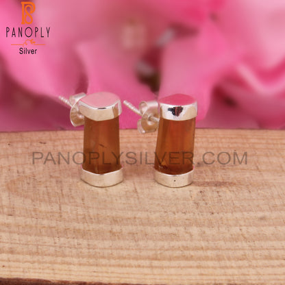 Citrine Pencil Shape 925 Sterling Silver Earrings