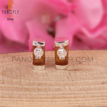 Citrine Pencil Shape 925 Sterling Silver Earrings