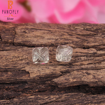 Green Amethyst Cushion Shape 925 Sterling Silver Earrings