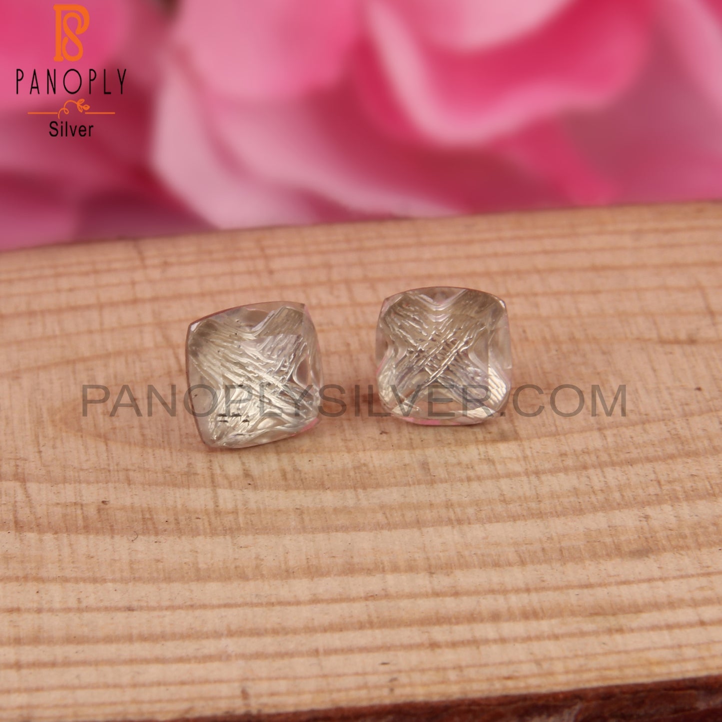 Green Amethyst Cushion Shape 925 Sterling Silver Earrings