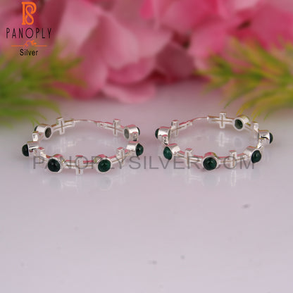 Emerald Natural Corundum Round 925 Silver Studs Earrings