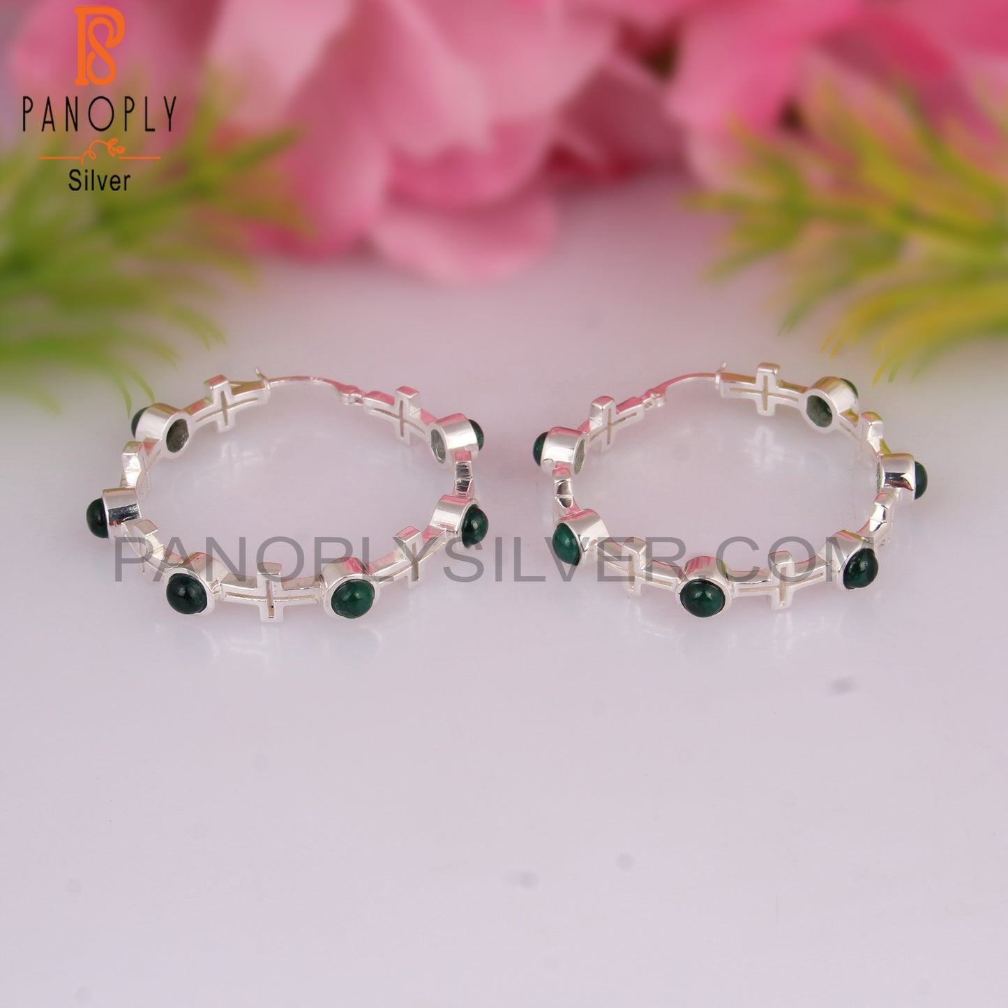 Emerald Natural Corundum Round 925 Silver Studs Earrings