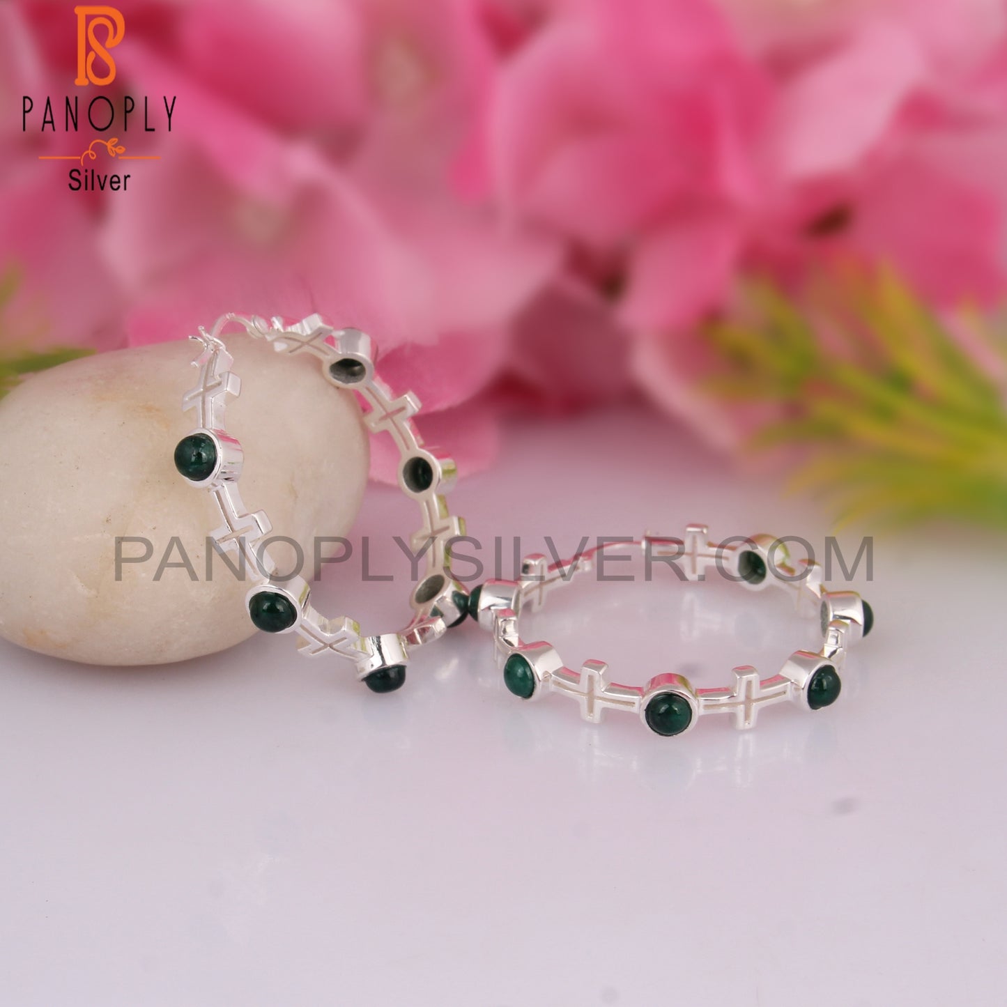 Emerald Natural Corundum Round 925 Silver Studs Earrings