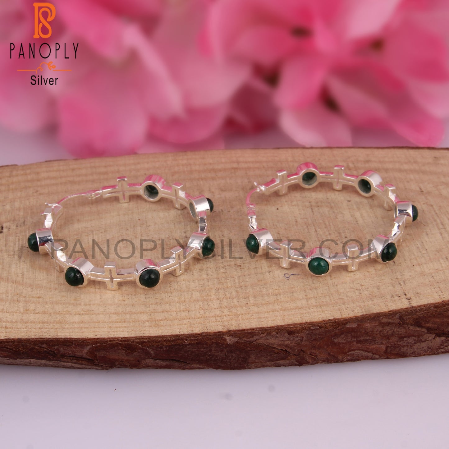 Emerald Natural Corundum Round 925 Silver Studs Earrings