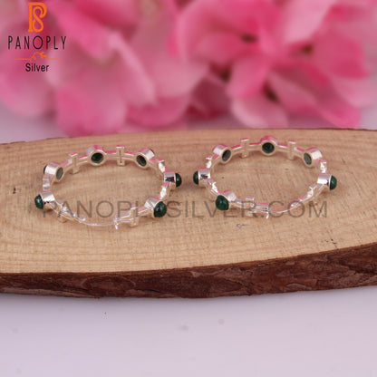 Emerald Natural Corundum Round 925 Silver Studs Earrings