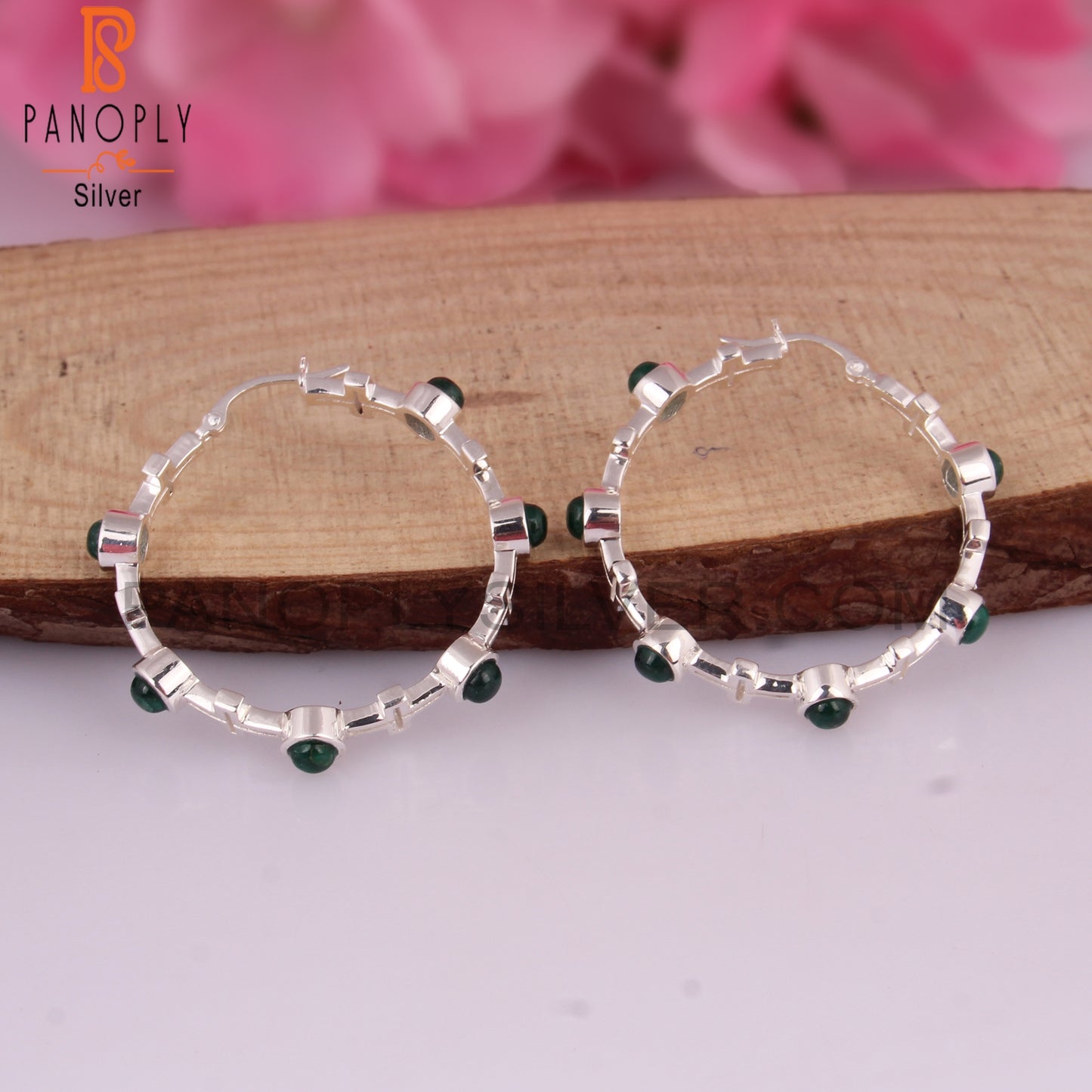 Emerald Natural Corundum Round 925 Silver Studs Earrings