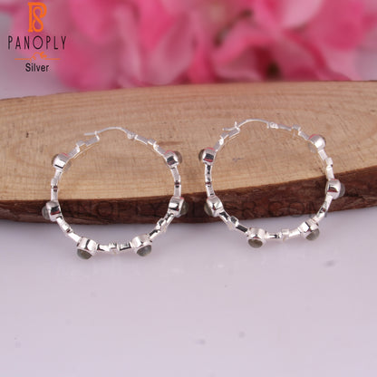 Labradorite Round Shape 925 Sterling Silver Studs Earrings