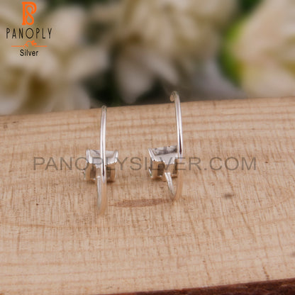Howlite Square Shape 925 Sterling Silver Drop Earrings