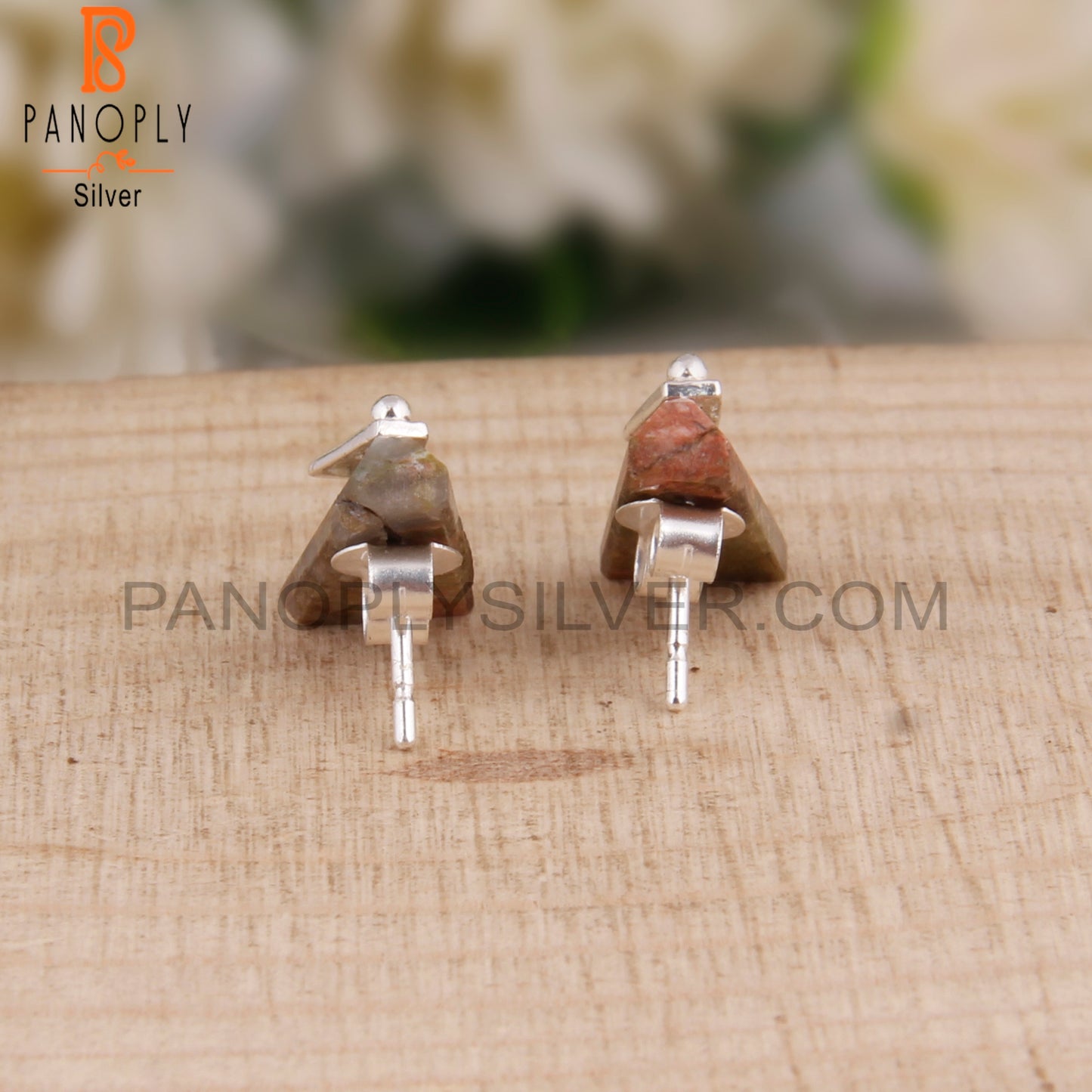 Unakite Taper Shape 925 Sterling Silver Studs Earrings