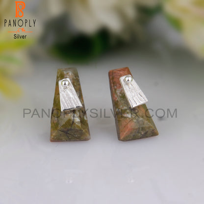 Unakite Taper Shape 925 Sterling Silver Studs Earrings