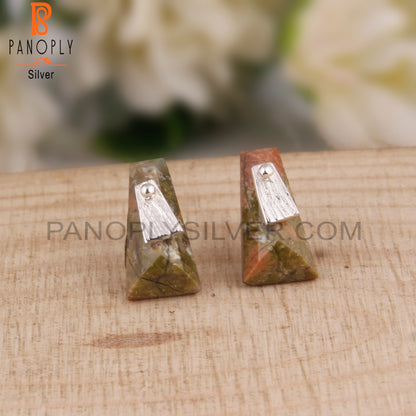 Unakite Taper Shape 925 Sterling Silver Studs Earrings