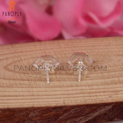 Crystal Quartz Pentagon Sterling Silver Studs Earrings