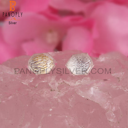 Crystal Quartz Pentagon Sterling Silver Studs Earrings