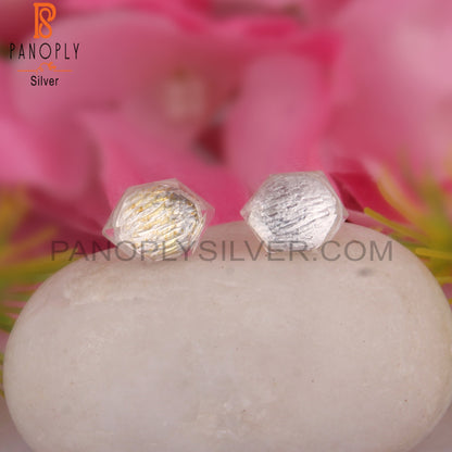 Crystal Quartz Pentagon Sterling Silver Studs Earrings
